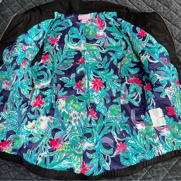 Lilly Pulitzer Vest Women Small Black Down Feather Quilted Puffer Full Zipper - Picture 4 of 7